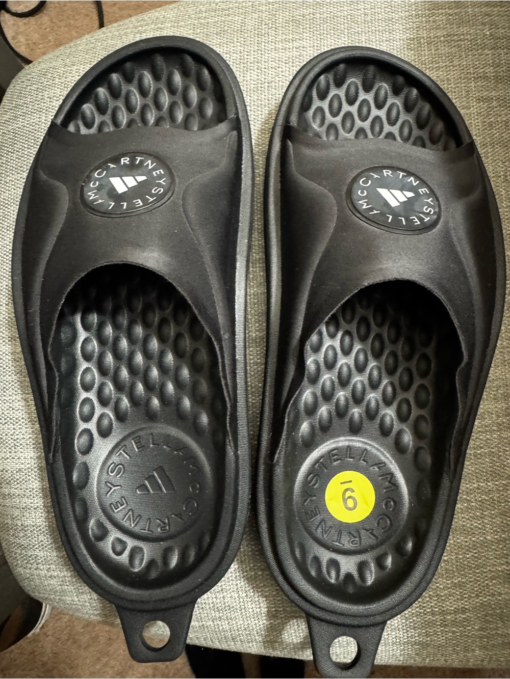Stella McCartney Black Textured Slide Sandals